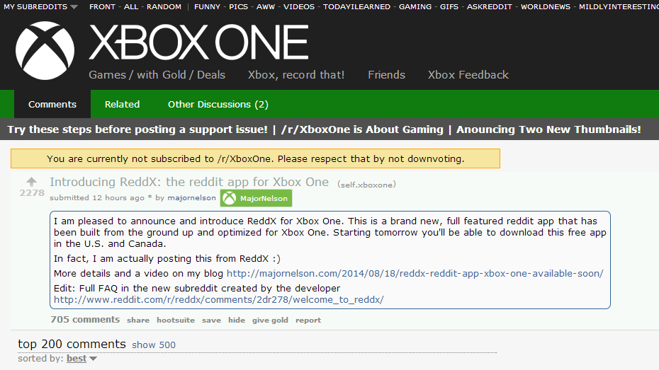 Read more about the article ReddX app for Xbox One brings Reddit content to Console